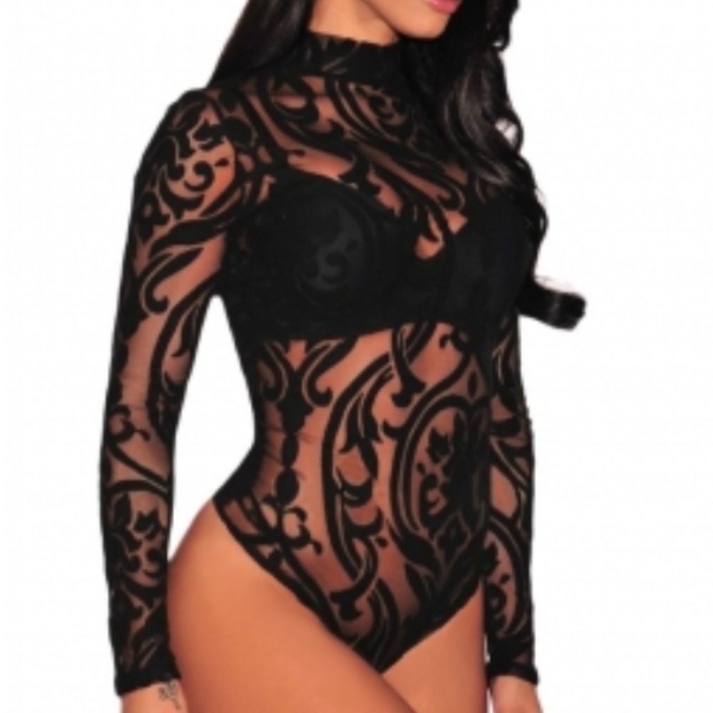 Black long sleeve body suit
